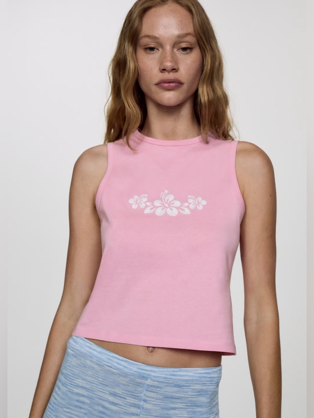 Mango Pink printed sleeveless top NWT